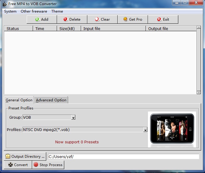 It can convert MP4 to DVD VOB.